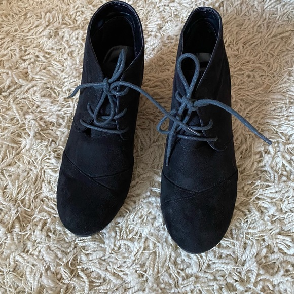 Dream Paris Tomson woman’s black suede tie Booties Wedge shoes size 10 - Picture 4 of 9